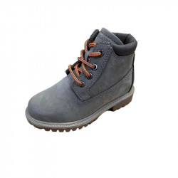 GRUNLAND JUNIOR SCARPONCINO BAMBINO IN PELLE LACCI e ZIP LATERALE mich po 1636 GRIGIO