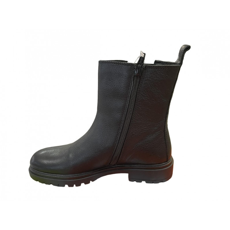 GRUNLAND JUNIOR TRONCHETTI BAMBINA IN PELLE CON ZIP LATERALE  colt po 2202 NERO