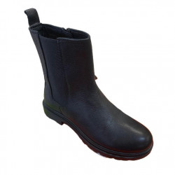 GRUNLAND JUNIOR TRONCHETTI BAMBINA IN PELLE CON ZIP LATERALE  colt po 2202 NERO