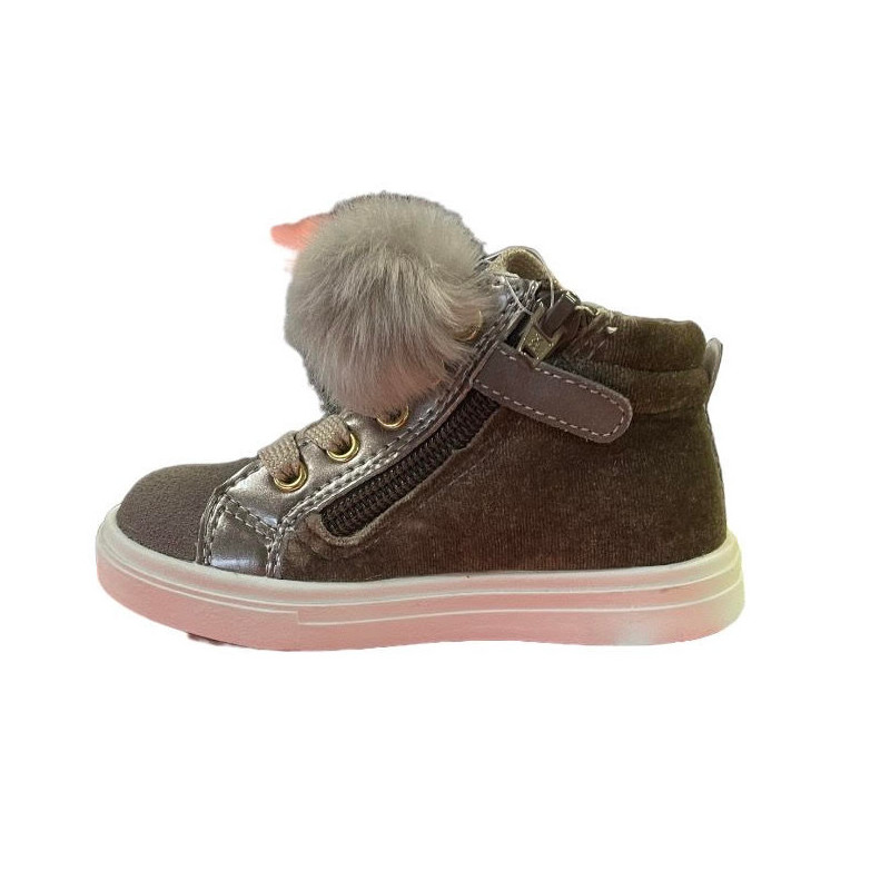 GRUNLAND JUNIOR SCARPONCINO BAMBINA CON ZIP LATERALE IN PELLE rana pp0368 BEIGE