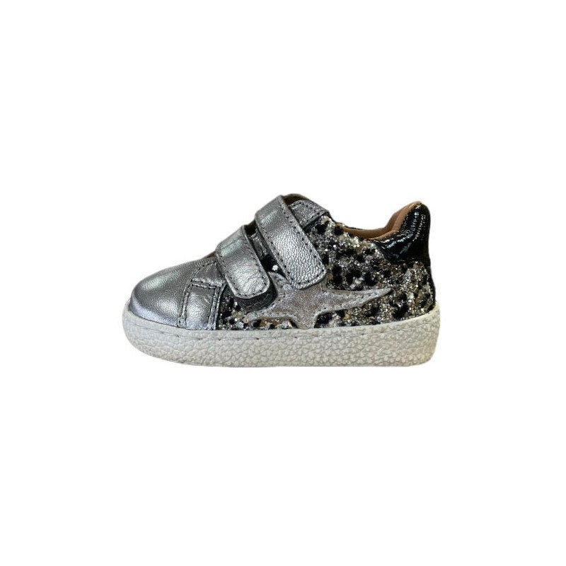 GRUNLAND JUNIOR SNEAKER BAMBINA IN PELLE noon pp0038 ANTRACITE